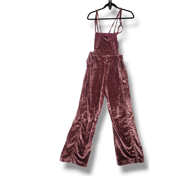 Free People 90’s Forever Overalls Brown Velvet Women's Size XSmall Msrp $168 - Picture 13 of 16
